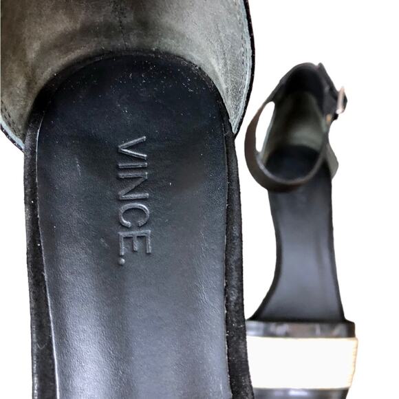 Vince Snake Print Stripe Low Heel Ankle Strap Sandal Size 8.5 - Picture 8 of 11